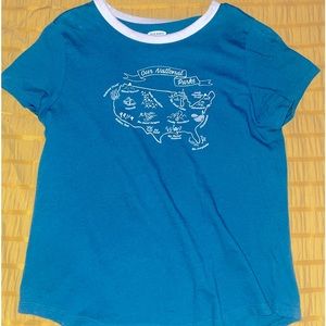 Old Navy turquoise map t-shirt